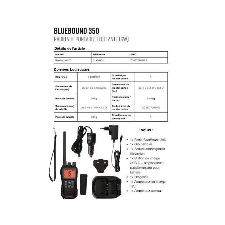VHF portable Cobra 350