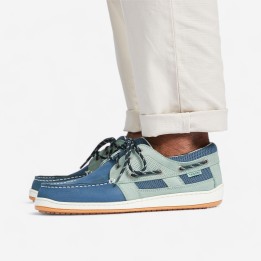 Chaussures bateau cuir Clipper  Homme kaki pétrole