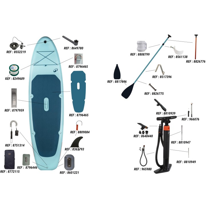 Pack Stand up paddle gonflable 10'6 ,1 ou 2 personnes (jusqu'à 130 kg)- 100 Bleu