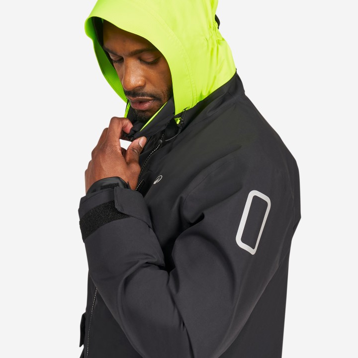 Veste de quart imperméable et coupe vent, homme, 500, noir / jaune fluo