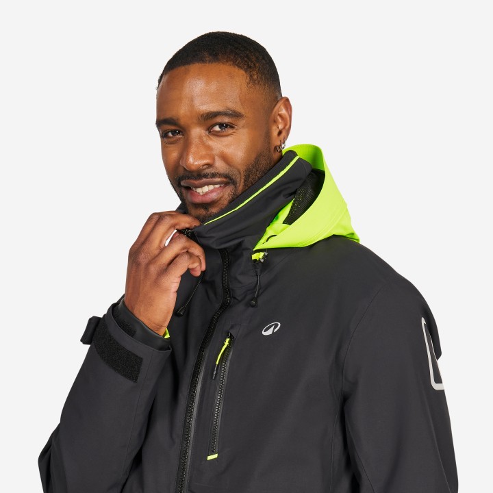 Veste de quart imperméable et coupe vent, homme, 500, noir / jaune fluo
