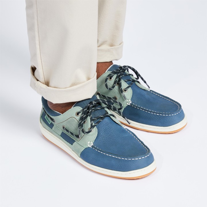 Chaussures bateau cuir Clipper  Homme kaki pétrole