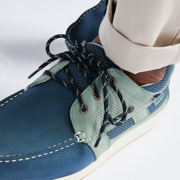 Chaussures bateau cuir Clipper  Homme kaki pétrole